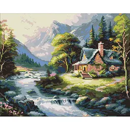 Алмазна мозаїка Будиночок у горах ©art_selena_ua AMO20002 40х50 см