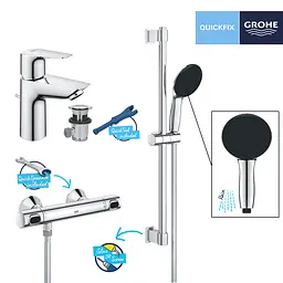 Комплект змішувачів для душу з термостатом Grohe QuickFix UA202503TS, Хром - мініатюра 10