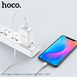 Адаптер мережевий HOCO Type-C cable Vigour N2 комплект із кабелем чорний - мініатюра 8