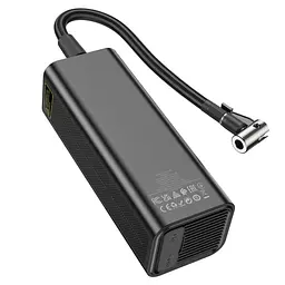 Портативний повітряний насос HOCO ZP7, до 10 атм, вбудований акумулятор 5000mAh, ліхтарик, Black, Box - мініатюра 3