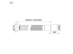 Гофросифон SOLOPLAST гнучкий складаний Г0835 Ø32хØ40/50 L=850 - мініатюра 2