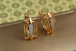 Сережки Xuping Jewelry ехо з родієм 1,6 см золотисті - мініатюра 2