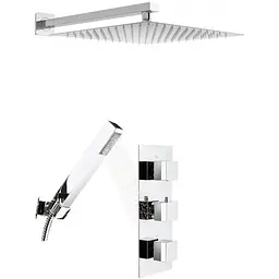 Душова система Rea Brito chrome з термостатом + BOX прихованого монтажу REA-P0801KPL-D, Хром