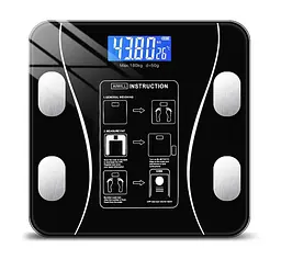 Смарт-ваги підлогові фітнес ваги Smart Scale 25x25 см Чорний 180 кг