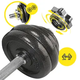 Гантелі металеві Cornix 2 x 15 кг набірні, в кейсі Black XR-0442 - мініатюра 2