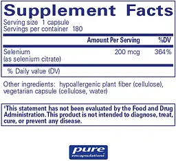 Селен (цитрат) Pure Encapsulations Selenium (citrate) 180 капсул - мініатюра 2