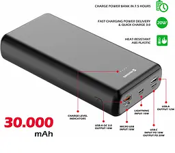 Портативна батарея Swissten Power Line Bank 30000mAh Black - мініатюра 5