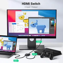 Спліттер UGREEN 2в1 HDMI Switcher 4K@60Hz CM311 з кабелем HDMI 1 м (70607) - мініатюра 2