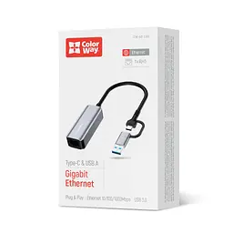 Адаптер USB-C + USB A to RJ45 Ethernet 1000Mbps ColorWay (CW-AD-CRG) - мініатюра 5