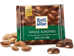 Шоколад молочний Ritter Sport з цілісними мигдальними горіхами 100 г (686645) - мініатюра 2