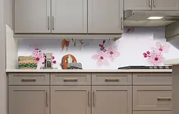 Кухонний фартух Рожеві Квіти Вишні вінілова наклейка для кухні сакура Білий 60х200 см Happy Pocket Z181322 - мініатюра 3