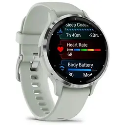 Смарт-годинник Garmin Venu 3S корпус кольору сіра шавлія з сріблястим сталевим безелем та силіконовим ремінцем