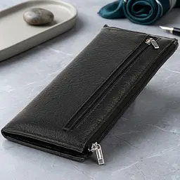 Горизонтальний тонкий гаманець зі шкіри унісекс ST Leather 19324 чорний - мініатюра 3