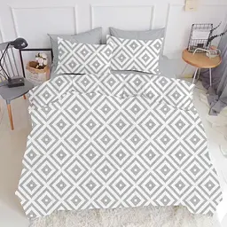 Комплект постільної білизни Cosas євро з простирадлом на резинці ORNAMENT 200 x 220 см (OrnamentGrey_El-Grey_200) - мініатюра 4