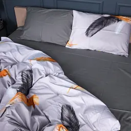 Дитячий комплект постільної білизни MirSon Сатин 22-1381 Black and Feathered 110х140 см темно-сірий (2200010477160) - мініатюра 3
