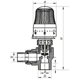 Кран термостатичний з термоголовкою кутовий Koer 25x3/4 PPR K0154.Pro KP0196 - мініатюра 2