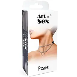 Чокер на шию Art of Sex - Paris Серце, з натуральної шкіри, колір Чорний - мініатюра 6