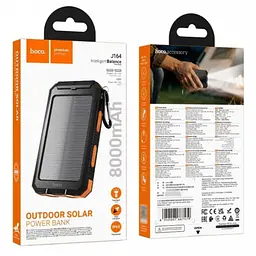 Зовнішній акумулятор Power Bank HOCO J164 Platinum Solar 8000 mAh 10 W, із сонячною панеллю та LED-ліхтариком - мініатюра 9