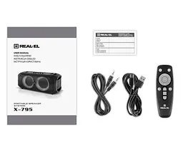 Портативная колонка REAL-EL X795 Boombox 70W Bluetooth, Echo Karaoke, TWS, RGB, Black - мініатюра 10