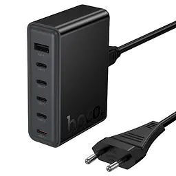 Мережевий зарядний пристрій Hoco C150A Modern PD45W 6-port(5C1A) desktop charger(EU) Чорний