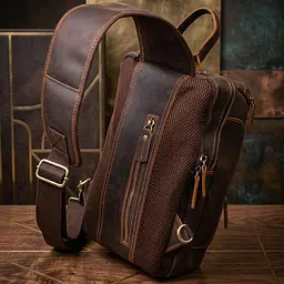 Вінтажна чоловіча сумка через плече з натуральної шкіри 21303 Vintage коричнева - мініатюра 4