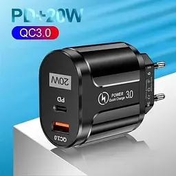 Зарядний пристрій Mirrow USB Type-C Super Charge/Quick Charge 3.0 PD 20W Black (366589741) - мініатюра 4