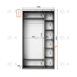 Шафа-купе Idea серія 1 130 x 60 x 240 см Венге темний Дзеркало - мініатюра 2