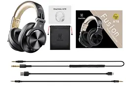 Bluetooth-навушники Oneodio Fusion A70 black-gold - мініатюра 4