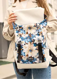 Жіночий рюкзак Sambag Aura білий з принтом "Blue Flowers" 39 х 29 х 13 см (24551725) - мініатюра 3