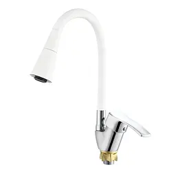 Змішувач для кухні з силіконовим виливом Zerix Yut 279 Reflector White ZX5988, Хром
