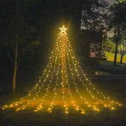 Гірлянда завіса вогнів із зіркою різдвяна ялинка Топер 350 Leds Водоспад Світло-гартова фея вогні Xmas - мініатюра 5