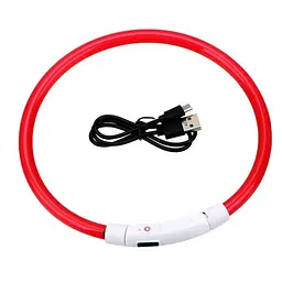 Нашийник з LED-підсвічуванням та USB-заряджанням 35 см червоний