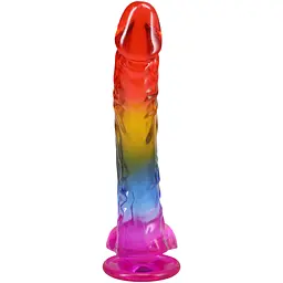 Фалоімітатор Doc Johnson Crystal Jellies 24 см Rainbow - мініатюра 4