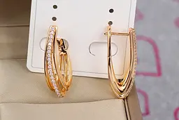 Серьги Xuping Jewelry тройная нитка 2.8 см золотистые - миниатюра 3
