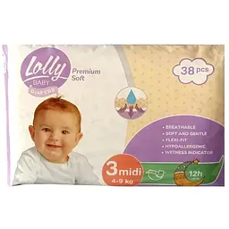 Підгузки Lolly Premium Soft Midi 3 (4-9 кг) 38 шт (4820174981150)