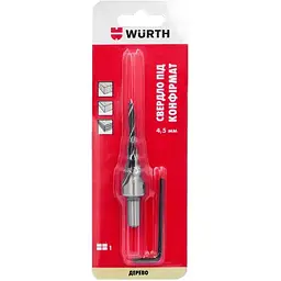 Сверло спиральное Wurth под конфирмат 4.5 x 85 мм в блистере 1 шт. (арт. 1650700450901)