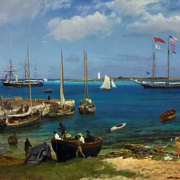 Інтер'єрна картина Харбор Нассау, Альберт Бірштадт, Albert Bierstadt, репродукція картини, 60×90 см (id7008) - мініатюра 6