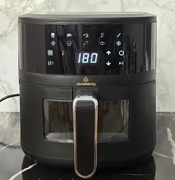 Аерофритюрниця безмасляна Crownberg CB-5551 на 5л електрична аерогриль з сенсорним керуванням 2000Вт Чорний - мініатюра 4