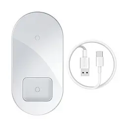 Бездротовий зарядний пристрій Baseus Simple Pro Edition 2 in 1 (Phone + Pods) 15W WXJK-C02 White - мініатюра 5