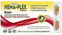 Залізо Hema-Plex 30 таблеток NaturesPlus