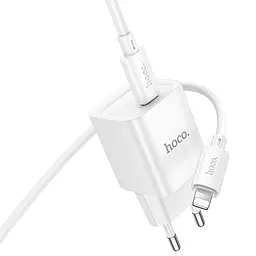 МЗП Hoco C146A Charm PD20W (1USB-C) + кабель Type-C to Lightning White - мініатюра 4