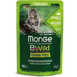 Вологий корм для котів Monge Cat Вwild Gr. Free Wet Sterilised кабан з овочами 85 г