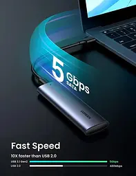 Зовнішня кишеня для накопичувача UGREEN USB-C to M.2 NGFF 5G Enclosure A TO C Cable 50cm (UGR-10903) - мініатюра 2