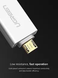 Адаптер Ugreen US195 Micro USB to USB 2.0 OTG Adapter білий (30529) - мініатюра 2