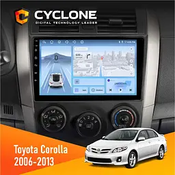 Штатна магнітола Toyota Corolla 2006-2013 Big frame Cyclone C9-012 4x64 DSP 4G Cyclone (НФ-00007160)