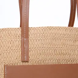 Сумка жіноча плетена LuckyLOOK Пайпер 35х53х31 см Бежево-коричневий 742-208 - мініатюра 2