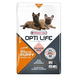 Сухий суперпреміум корм Opti Life Puppy Sensitive Опті Лайф для цуценят всіх порід, Лосось 2.5 кг (311622)