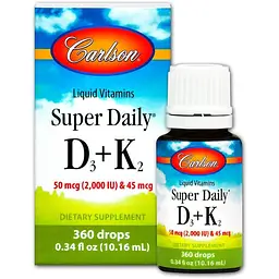 Вітамін D3 і вітамін К-2 Carlson Super Daily D3 + K2 16 мл