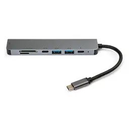 Концентратор Vinga Type-C to 4K HDMI+2*USB3.0+SD+TF+PD+USB-C 3.1 Gen1 aluminium (VCPHTC7AL) - мініатюра 4