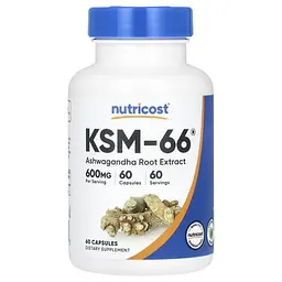 Ашваганда KSM-66 Ashwagandha Root Extract 600 mg 60 капсул Nutricost vit0006545